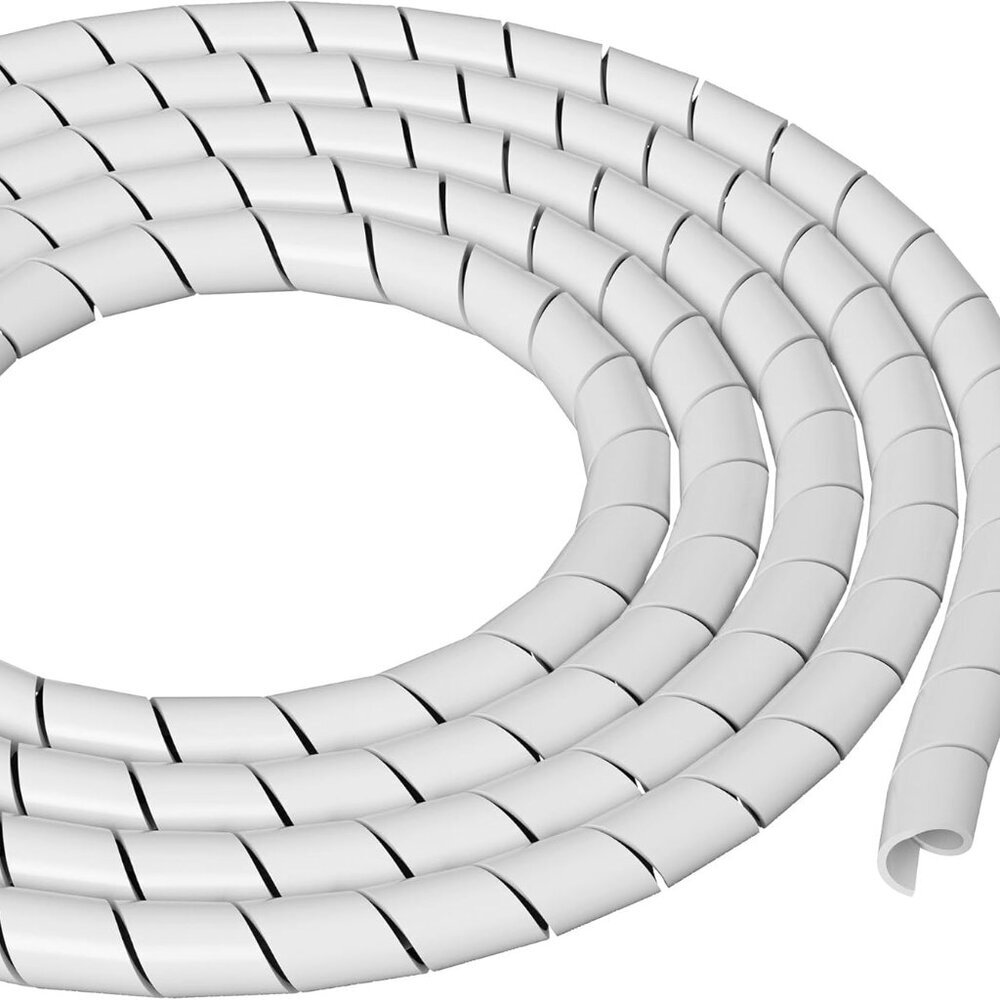 8.2ft White Cord Wrap, Spiral Cable Sleeve, Expands 0.39-1.5in Diameter, Wrap by